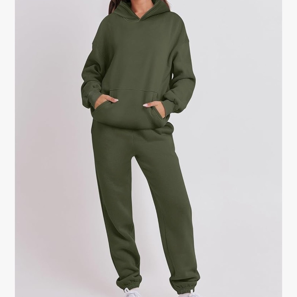 Olive Green Hoodie and Jogger Set